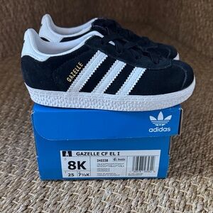 Adidas Gazelle Kids' Sneakers in Black and White, size 8T